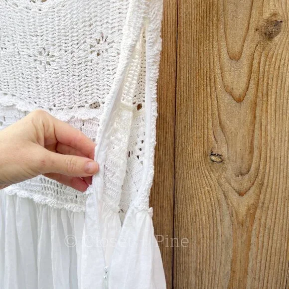 Doen Modeira Dress in Salt‎ White Size Small Crochet Maxi Midi Dress Boho - Picture 9 of 16